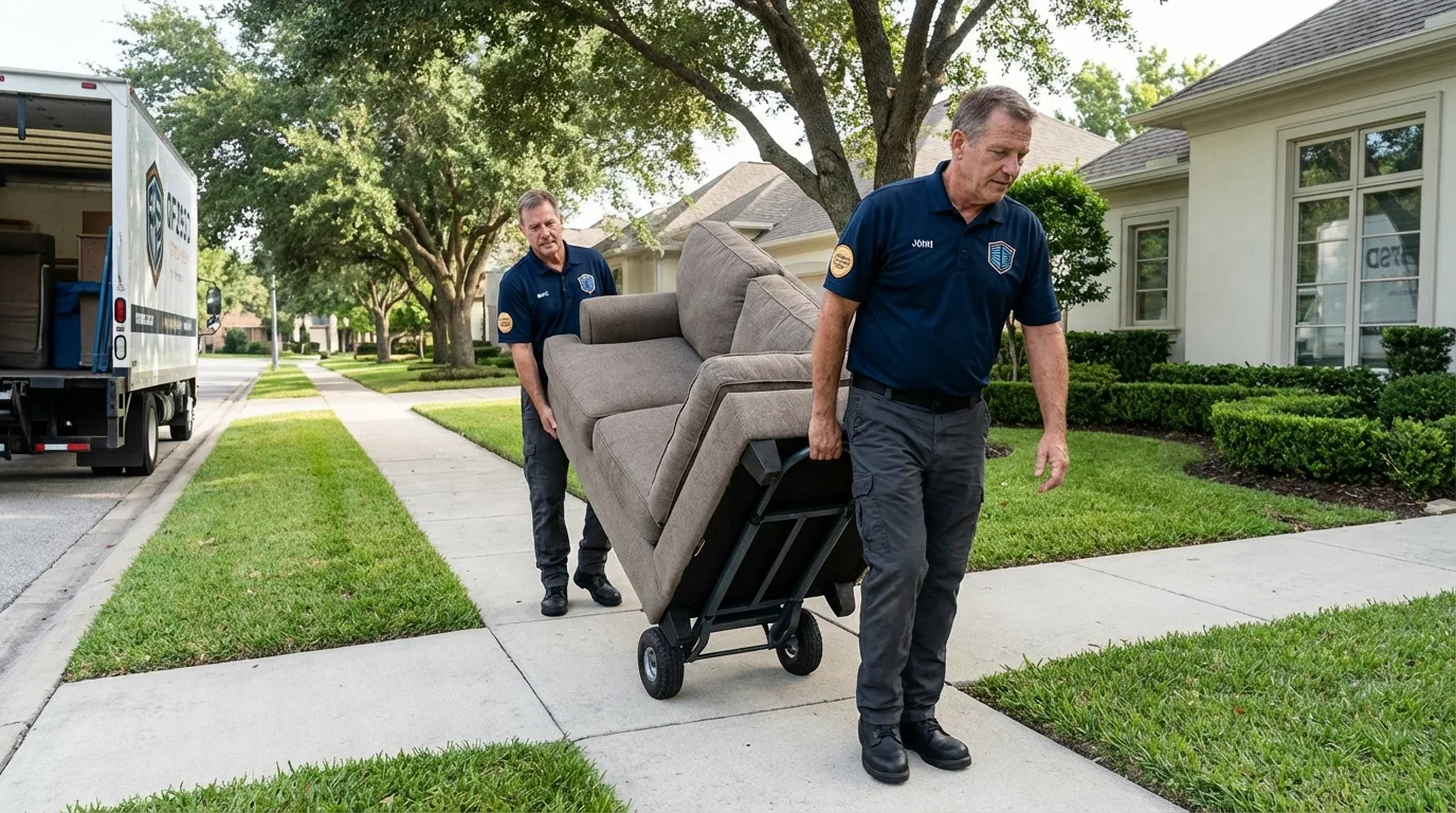 Local residential moving crew loading furniture in Doylestown, PA